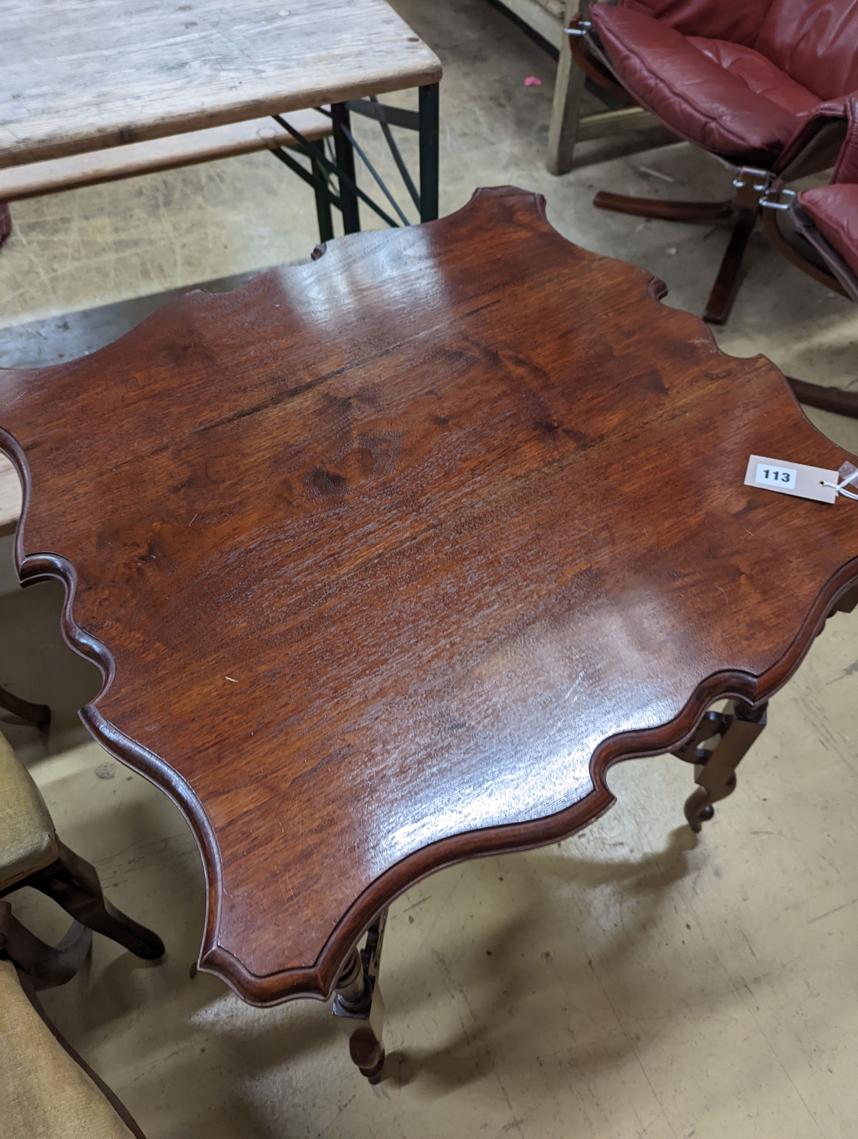 A late Victorian walnut centre table, width 67cm, depth 64cm, height 75cm